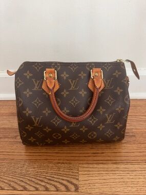 AUTHENTIC Louis Vuitton Speedy Brown & Tan Top-Handle Satchel